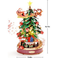 ROBOTIME Rolife DIY 3D drevené puzzle Vianočný stromček s LED osvetlením 319 dielikov