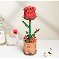 ROBOTIME Rowood 3D drevené puzzle Červená ruža 106 dielikov