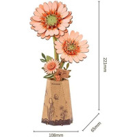 ROBOTIME Rowood 3D drevené puzzle Oranžová gerbera 105 dielikov