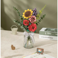 ROBOTIME Rowood 3D drevené puzzle Oranžová gerbera 105 dielikov