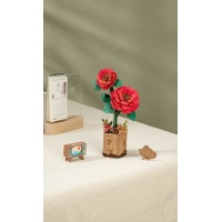 ROBOTIME Rowood 3D drevené puzzle Červená kamélia 113 dielikov