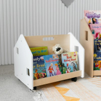 BusyKids Obojstranná knižnica na kolieskach biela