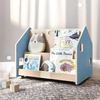 BusyKids Obojstranná knižnica na kolieskach modrá