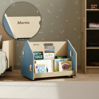 BusyKids Obojstranná knižnica na kolieskach modrá