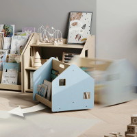 BusyKids Obojstranná knižnica na kolieskach modrá