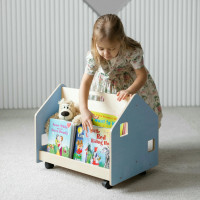 BusyKids Obojstranná knižnica na kolieskach modrá