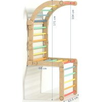 BusyKids Drevené domáce rebriny s hrazdou dúhové