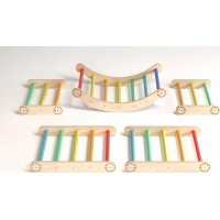 BusyKids Drevené domáce rebriny s hrazdou dúhové