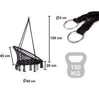 Hojdacie kreslo LUARO s operadlom - čierne - 80 cm