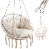 Hojdacie kreslo LUARO s operadlom - ecru - 80 cm + vankúš