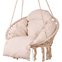 Hojdacie kreslo LUARO s operadlom - ecru - 80 cm + vankúš XXL