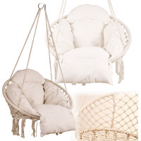 Hojdacie kreslo LUARO s operadlom - ecru - 80 cm + vankúš XXL