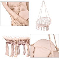 Hojdacie kreslo LUARO s operadlom - ecru - 80 cm + vankúš XXL