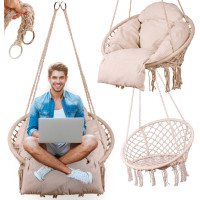 Hojdacie kreslo LUARO s operadlom - ecru - 80 cm + vankúš XXL