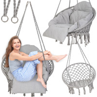 Hojdacie kreslo LUARO s operadlom - šedé - 80 cm + vankúš XXL