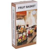 Dvojposchodový kôš na ovocie a zeleninu - čierny (kov, drevo)