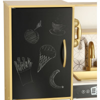 Detská drevená kuchynka s chladničkou - biela/zlatá