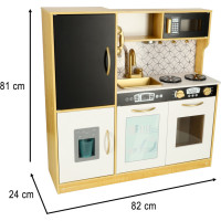 Detská drevená kuchynka s chladničkou - biela/zlatá