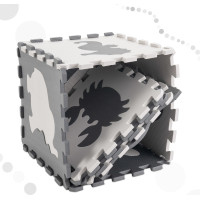Penová puzzle podložka pre deti 9 prvkov - šedá/ecru - 85cm x 85cm x 1cm
