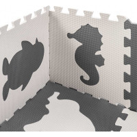 Penová puzzle podložka pre deti 9 prvkov - šedá/ecru - 85cm x 85cm x 1cm