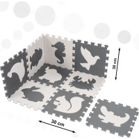 Penová puzzle podložka pre deti 9 prvkov - šedá/ecru - 85cm x 85cm x 1cm