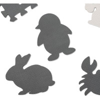 Penová puzzle podložka pre deti 9 prvkov - šedá/ecru - 85cm x 85cm x 1cm