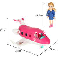 Lietadlo pre bábiky s letuškou - ružové