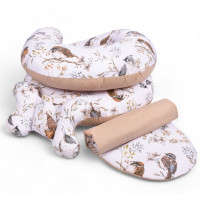 Hniezdočko (kokon) pre bábätko / tehotenský vankúš 2v1 s doplnkami - Vtáčiky / béžové