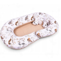 Hniezdočko (kokon) pre bábätko / tehotenský vankúš 2v1 s doplnkami - Vtáčiky / béžové