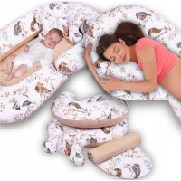 Hniezdočko (kokon) pre bábätko / tehotenský vankúš 2v1 s doplnkami - Vtáčiky / béžové