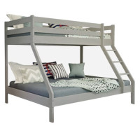 Detská poschodová posteľ z masívu 200x90 cm s rozšíreným spodným lôžkom 140 cm DENIS, so šuplíkom - šedá