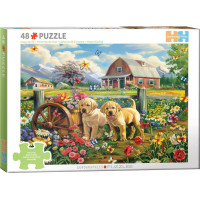 EUROGRAPHICS Puzzle Connecting Pieces: Šteňatá na jar 48 dielikov