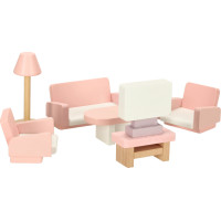 Drevený nábytok do domčeka pre bábiky - ružový