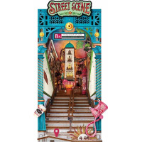 RoboTime 3D skladačka Zarážka na knihy Miniatúra domčeka Mestská ulica