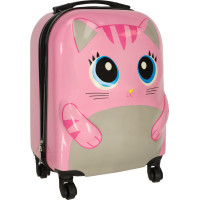 Detský cestovný kufor na kolieskach - Ružová mačka