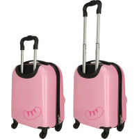 Detský cestovný kufor na kolieskach - Ružová mačka