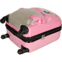 Detský cestovný kufor na kolieskach - Ružová mačka