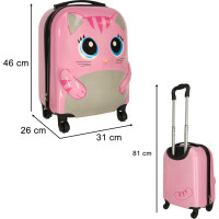 Detský cestovný kufor na kolieskach - Ružová mačka