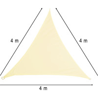 Ochranná trojuholníková tieniaca plachta proti slnku LUARO - 4x4x4 m - béžová