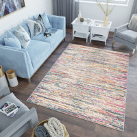 Kusový koberec AZUR static - šedý/ružový/modrý, 80x150 cm