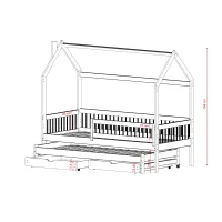 Detská domčeková posteľ s prístelkou a šuplíky PIPER - 200x90 cm - biela