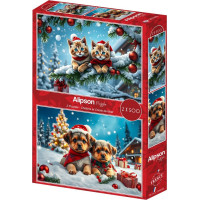 ALIPSON Puzzle Vianočné mačiatka a šteniatka 2x500 dielikov