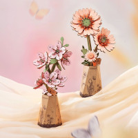 RoboTime 3D drevená skladačka Oranžová gerbera