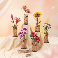 RoboTime 3D drevená skladačka Oranžová gerbera