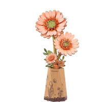 RoboTime 3D drevená skladačka Oranžová gerbera