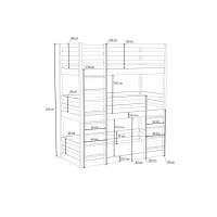 Detská trojposchodová posteľ z masívu borovice ARIZONA - 200x80 cm - BIELA