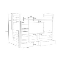 Detská poschodová posteľ z masívu borovice KAJETÁN so šuplíkmi - 200x90 cm - PRÍRODNÁ BOROVICA