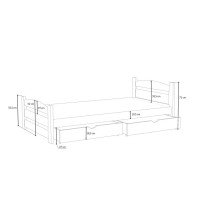 Detská posteľ z masívu borovice MAX so šuplíkmi - 200x90 cm - BIELA