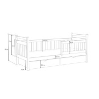 Detská posteľ z masívu borovice NATÁLIE so šuplíkmi - 200x80 cm - PRÍRODNÁ BOROVICA