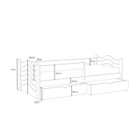 Detská posteľ z masívu borovice PINOCCHIO so šuplíkmi - 200x80 cm - PRÍRODNÁ BOROVICA
